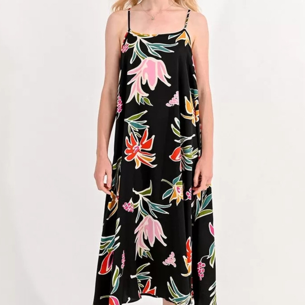 COPY - Molly Bracken Sleeveless Black Floral Midi Dress